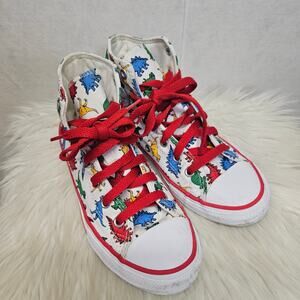 Converse White Dinosaurs Kid Canvas Shoe Sneakers 663636C